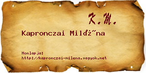 Kapronczai Miléna névjegykártya