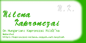 milena kapronczai business card